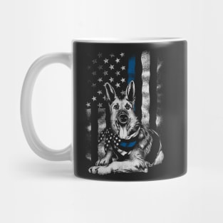 Blue Line K9 American USA Flag German Shepherd Police Mug